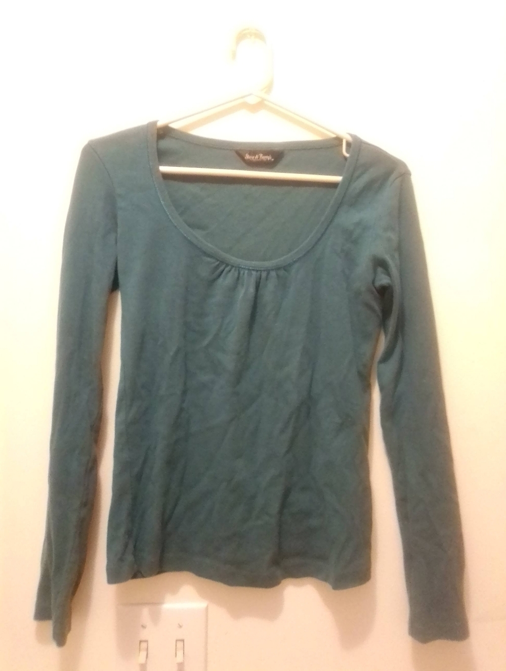Basic Scoop Neck Long Sleeve Top - Teal